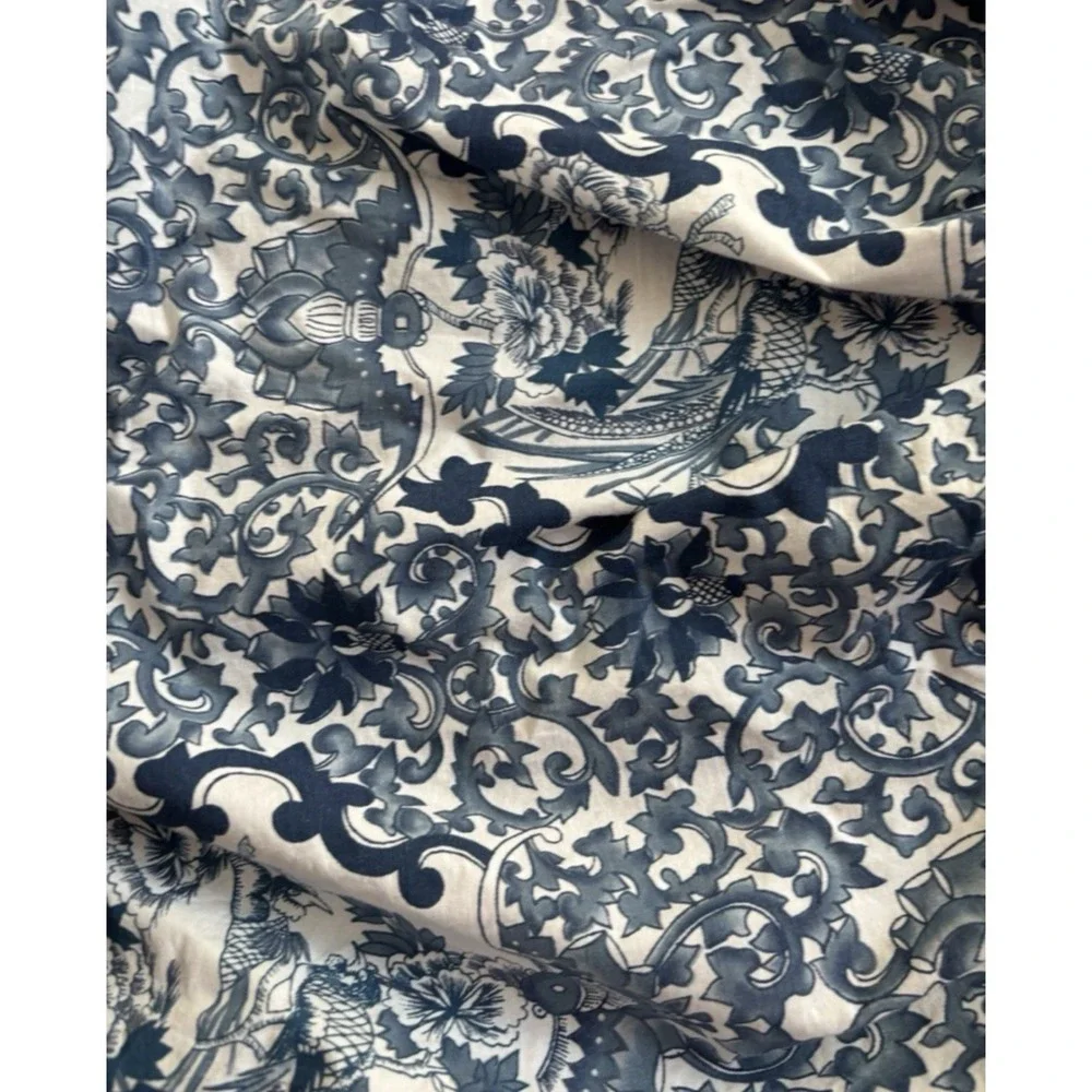 Ralph Lauren Blue White PORCELAIN Chinoiserie TAMARIND Bedskirt Queen Size